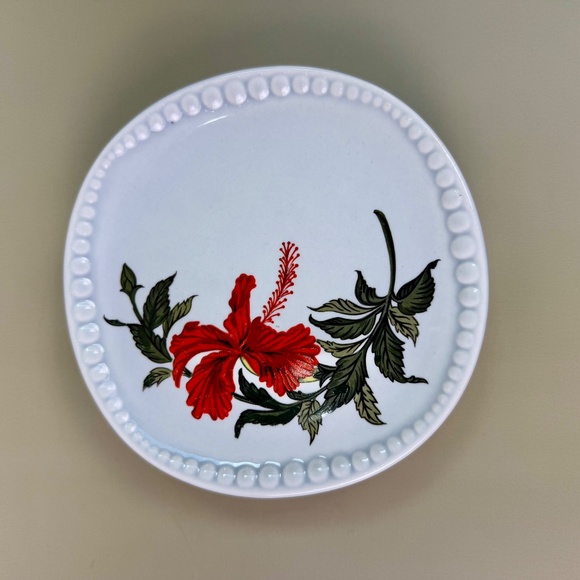 Vintage Gray-Lure by Crooksville 6" Hibiscus Plates – Set of 4 | Mid-Century - Picture 5 of 9
